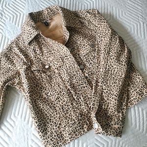 Animal print denim jacket